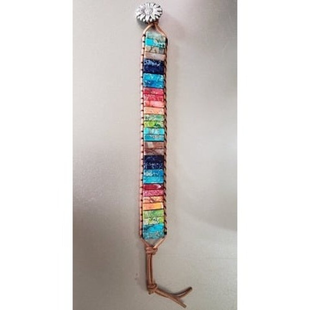 New Chakra Bracelets for Women with Real Stones Leather Wrap Healing Bead